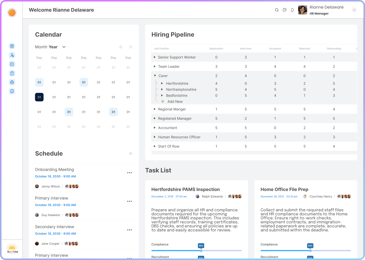 ShiftLead Platform Dashboard - Light Mode